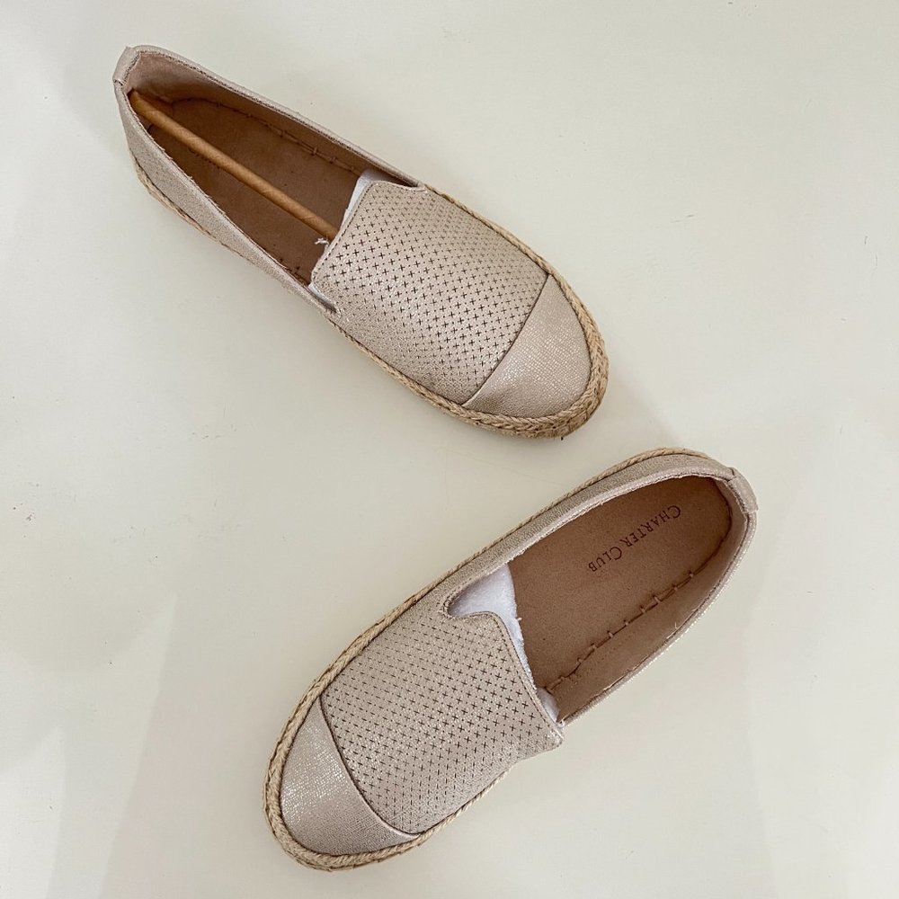 Charter Club Platino Jonii Espadrille Flats in Gold Size 11